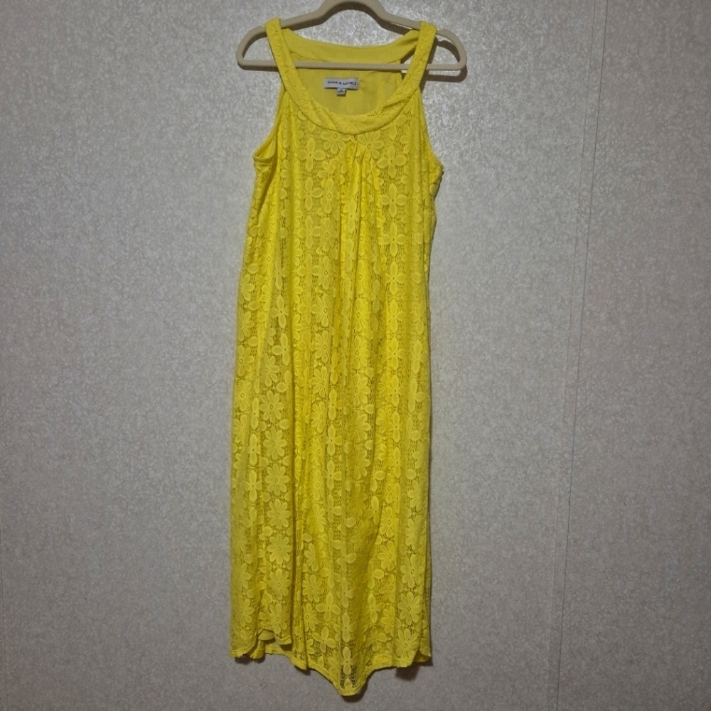 Emma & Michele Yellow Sleeveless Halter Midi Dress...SIZE:M
